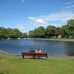Clapham Common in London artificial pond
